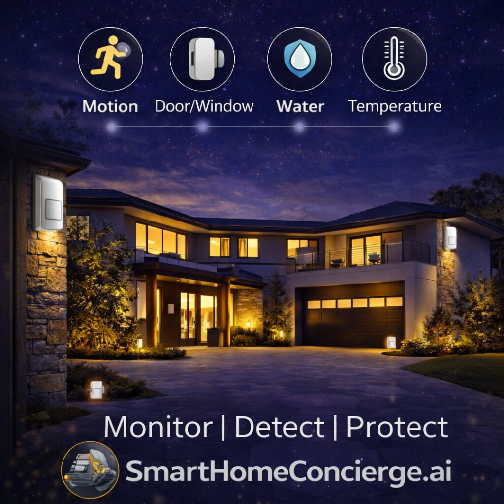 smart home system interface with connected devices